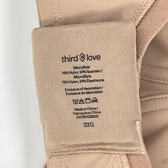 ThirdLove Second Skin Unlined Bra Beige Taupe Underwire Smooth Seamless 32G - Picture 5 of 6